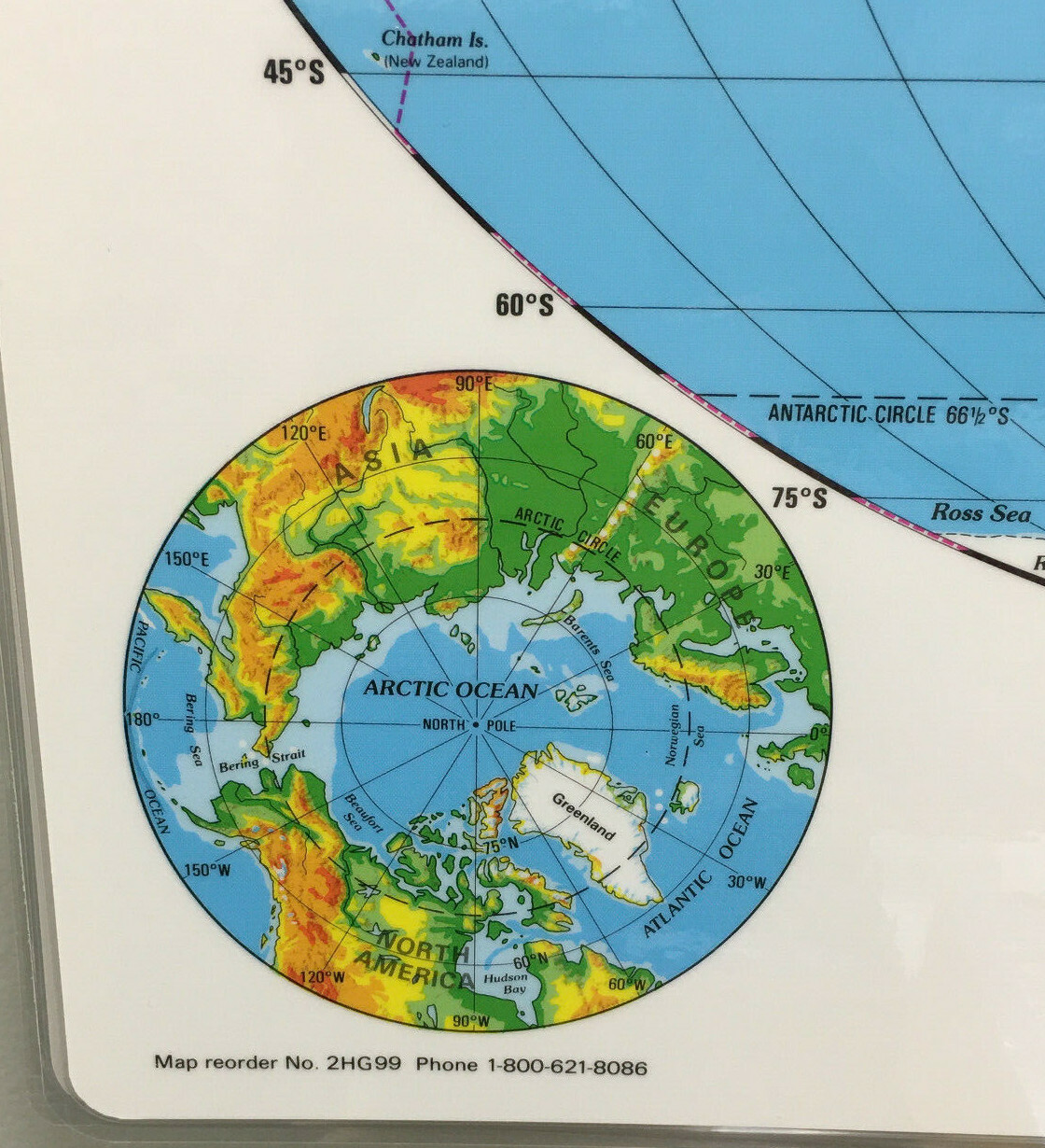 Nystrom Physical Landscape Laminated World Map 2-Sided 22″ X 17.5″ Very Clean
