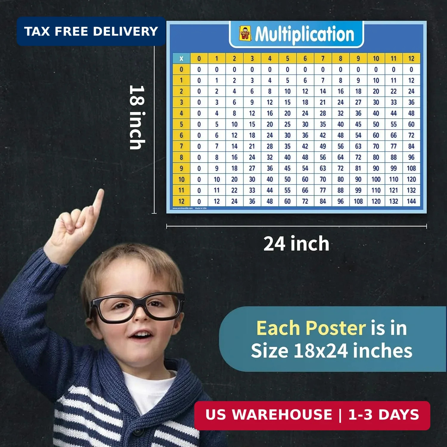 UNCLE WU Multiplication Chart Dry Erase Poster for Kids – Educational Times Tabl