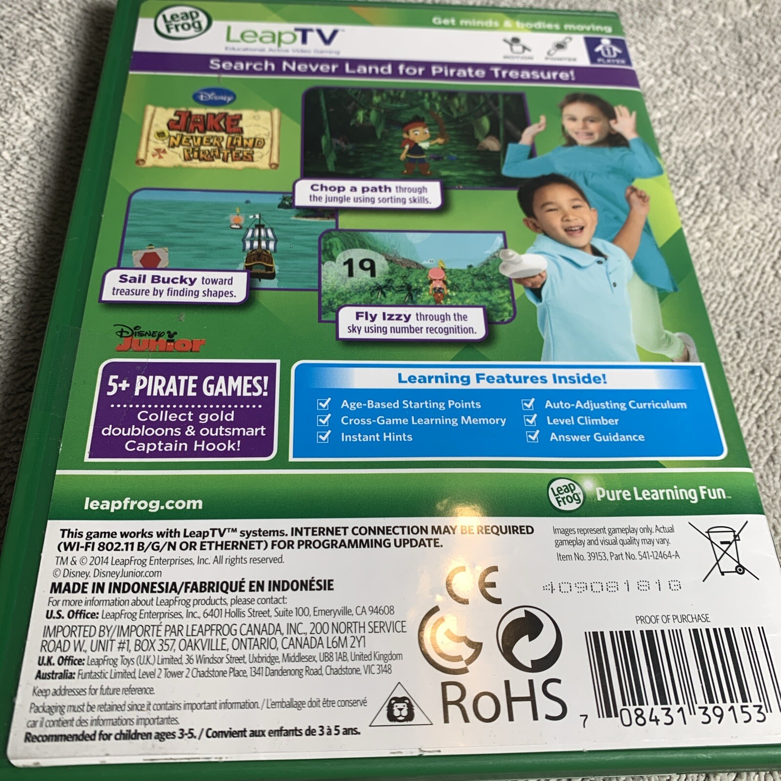 LeapTV LeapFrog Disney Jake and the Never Land Pirates Math Learning Games