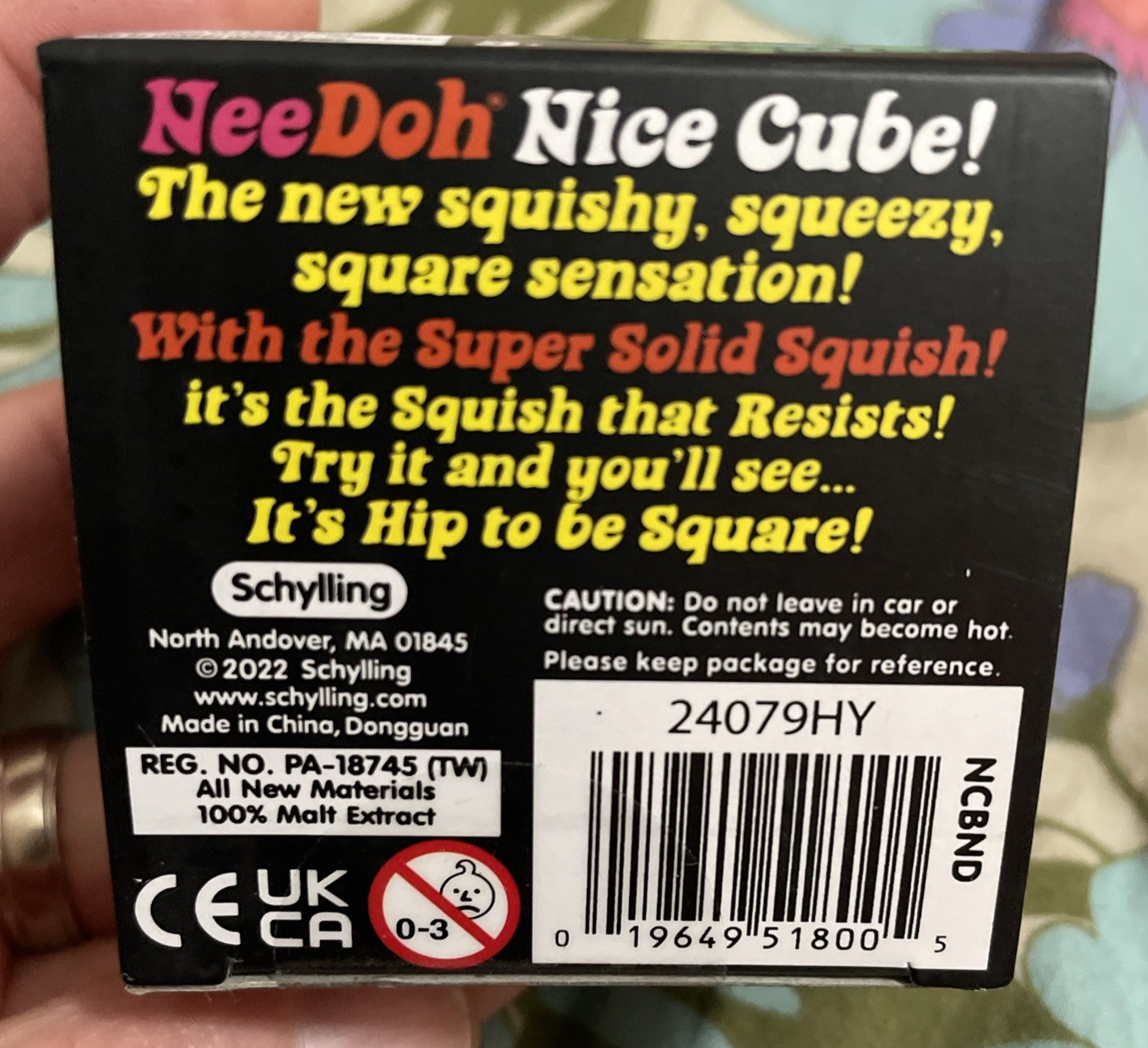 Schylling Nee Doh Nice Cube Super Solid Squish Sensory Toy Purple Ages 3+