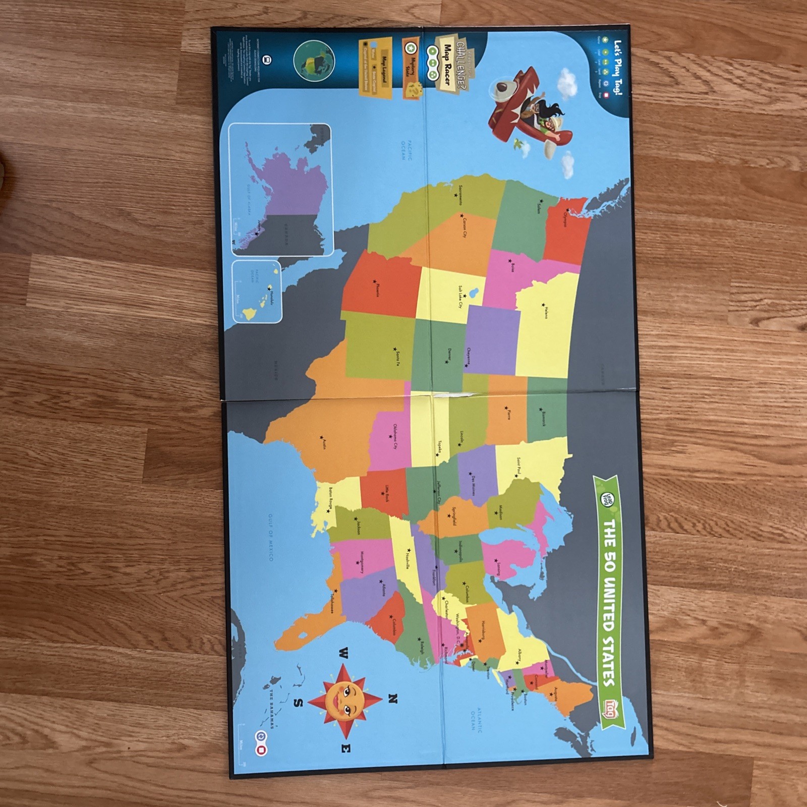 LeapFrog Tag Reading System Interactive United States Map Double Sided USA