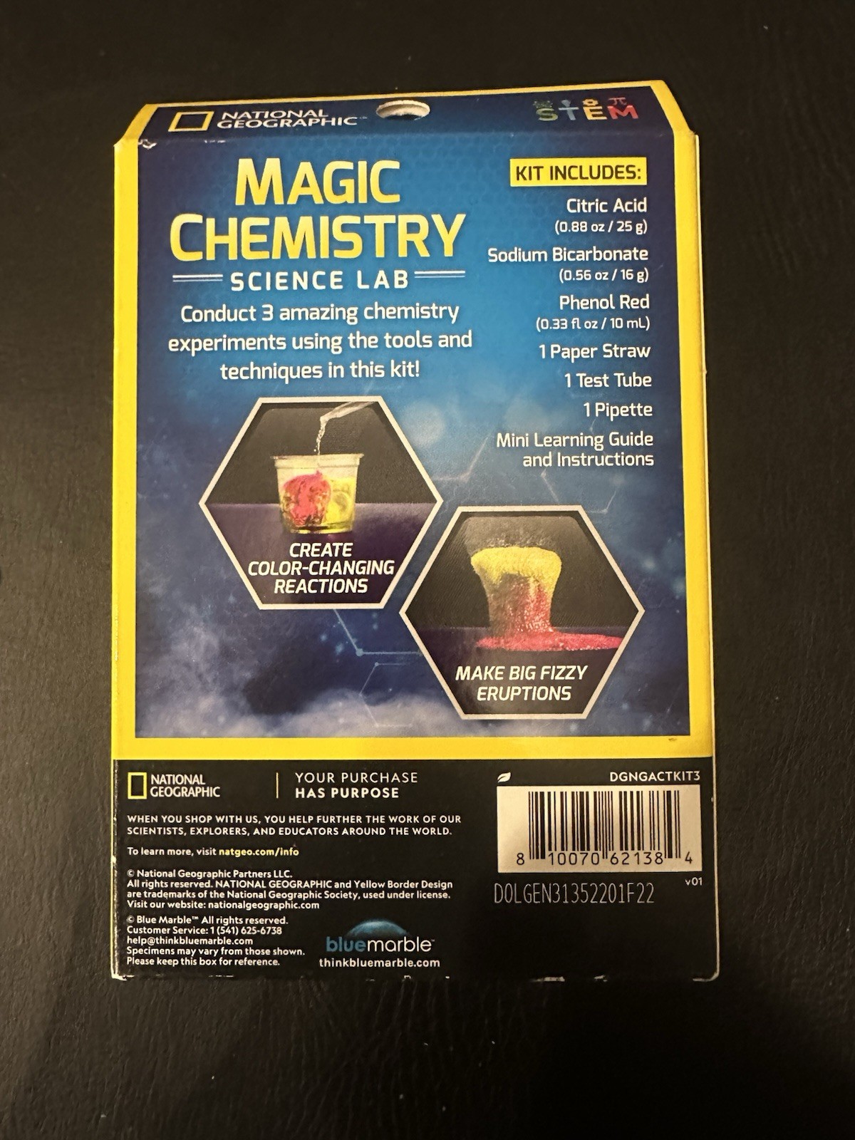 National Geographic Magic Chemistry Stem Science Lab, 2022, 1 Kit, New In Box