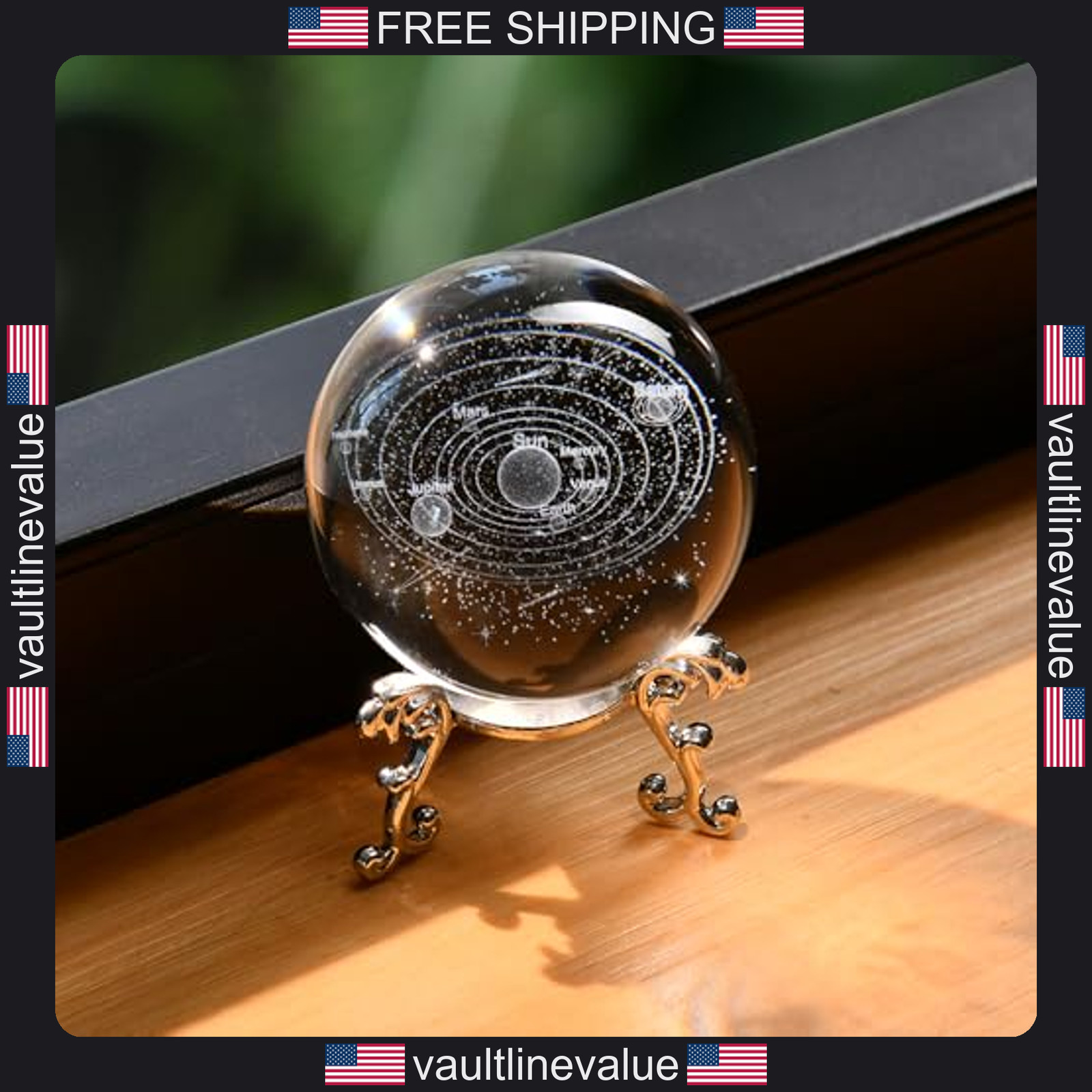 3D Solar System Crystal Ball 60mm Glass Astronomy Globe Space Model Gift