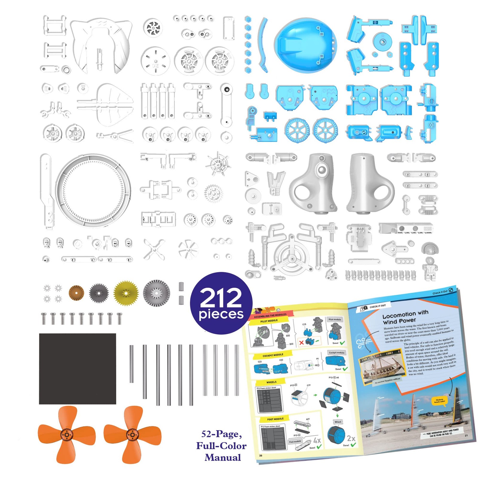 Thames & Kosmos WindBots 6-in-1 Engineering STEM Kit Build 6 Wind-Powered Bots