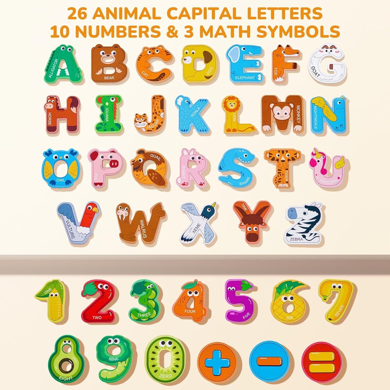 Engaging Magnetic Letter & Number Set with Animal Illustrations for Ages 2-5