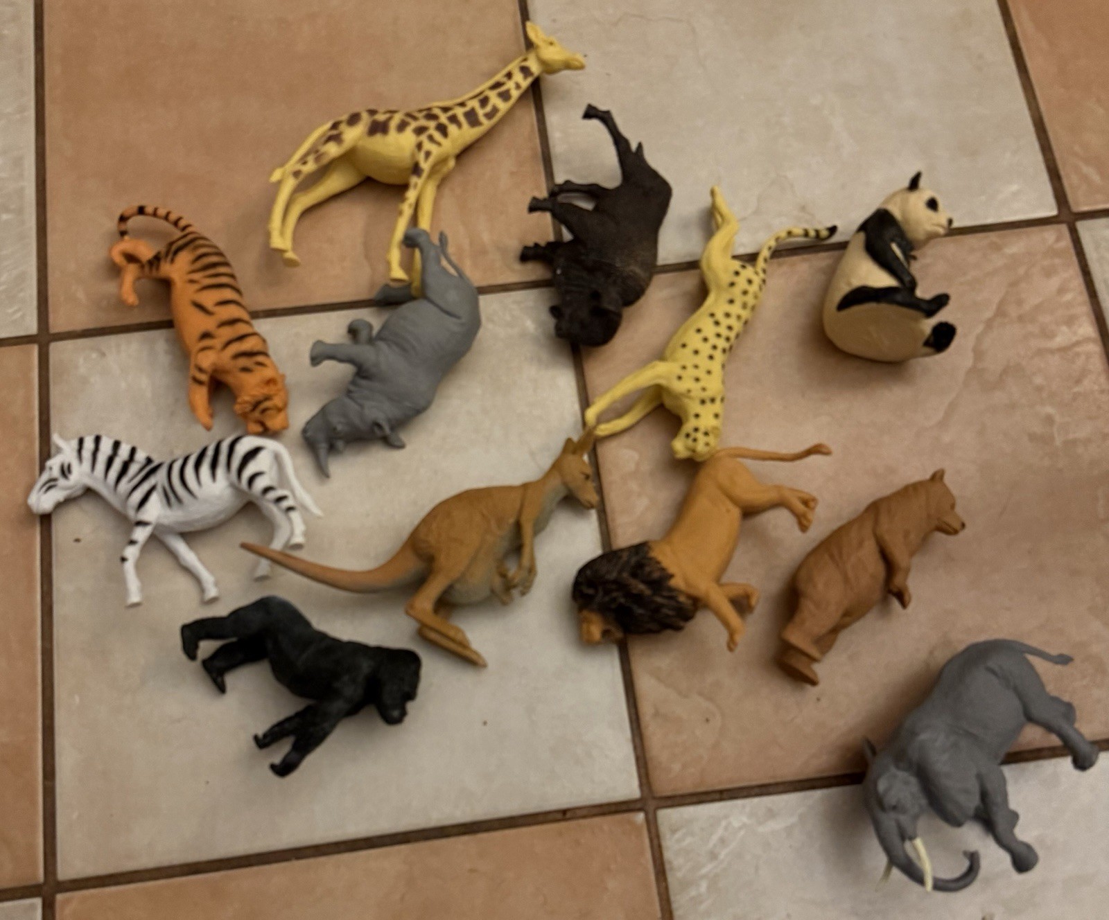 Mixed Lot of 12 Boley Zoo Figure Animal Toys – Giraffe Elephant Panda Zebra Bear