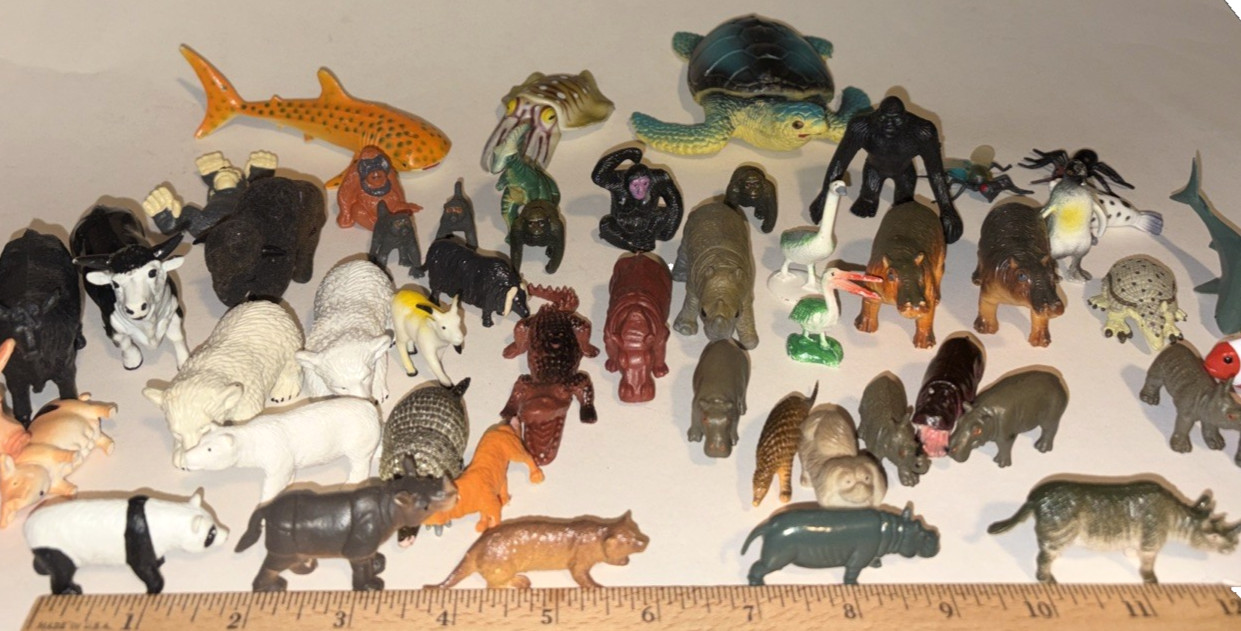 Animal Figures Toys Plastic and Rubber Lot of 53 China Mixed Sizes 1990s Vintage