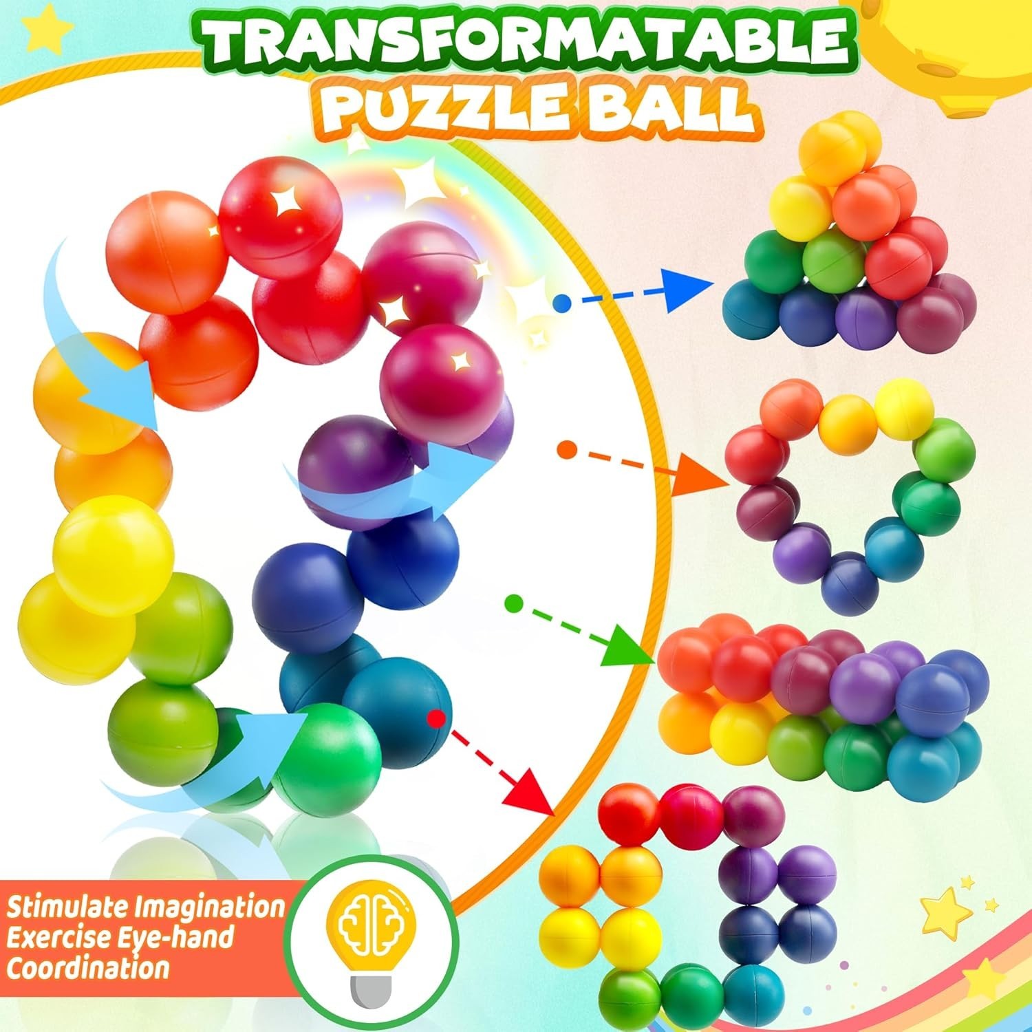 Kid-Safe Rainbow Fidget Ball Toy for Relaxation | Ideal Gifts & Easter Stuffers