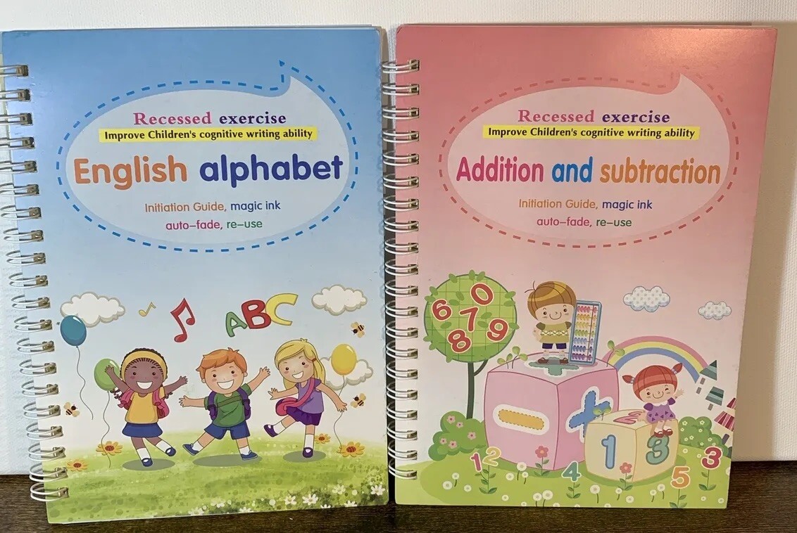 7 Lot Kids Sank Print Reusable Books~Spiral Bound~Handwriting Education