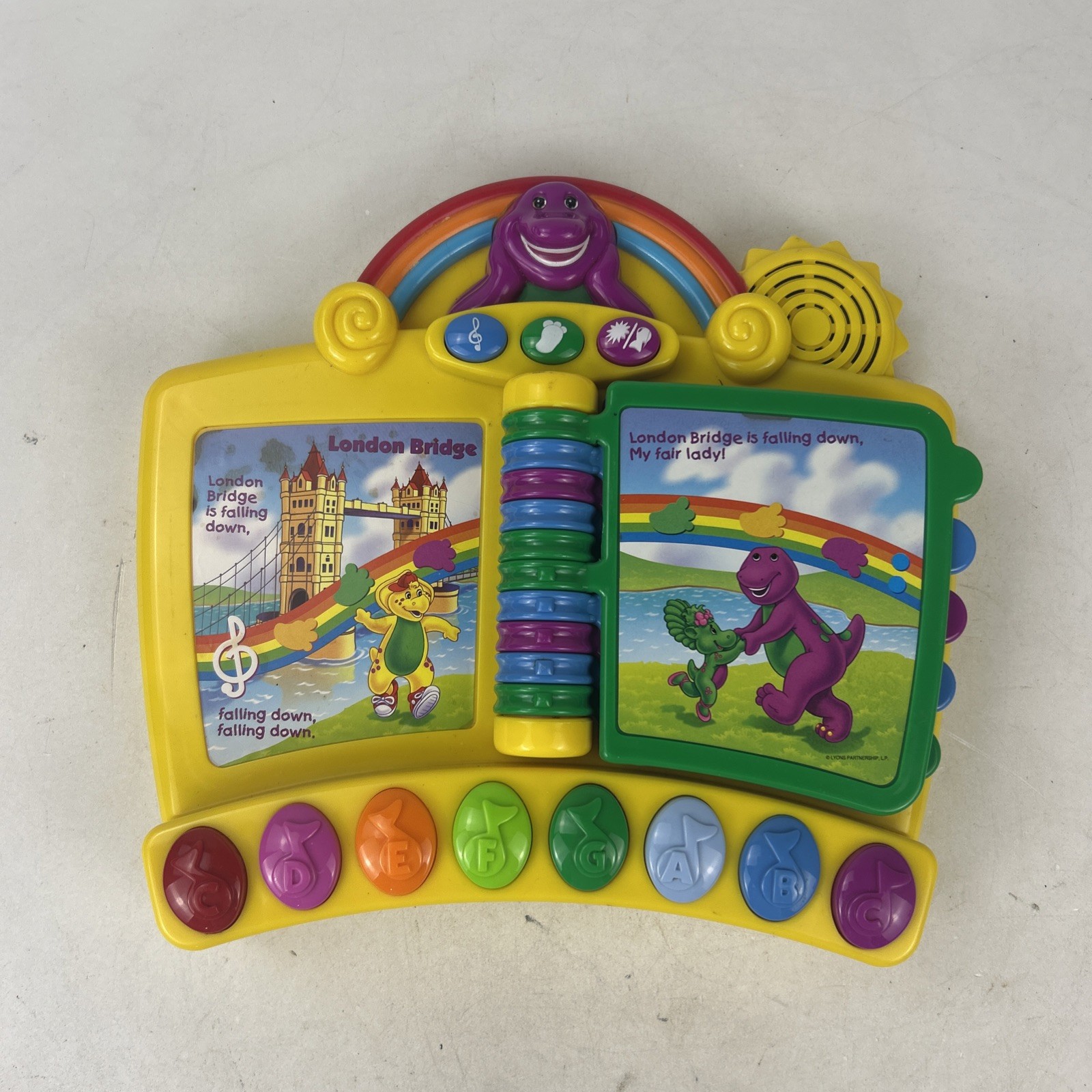 Vintage Barney Musical Nursery Rhymes Piano Book Electronic Interactive Toy
