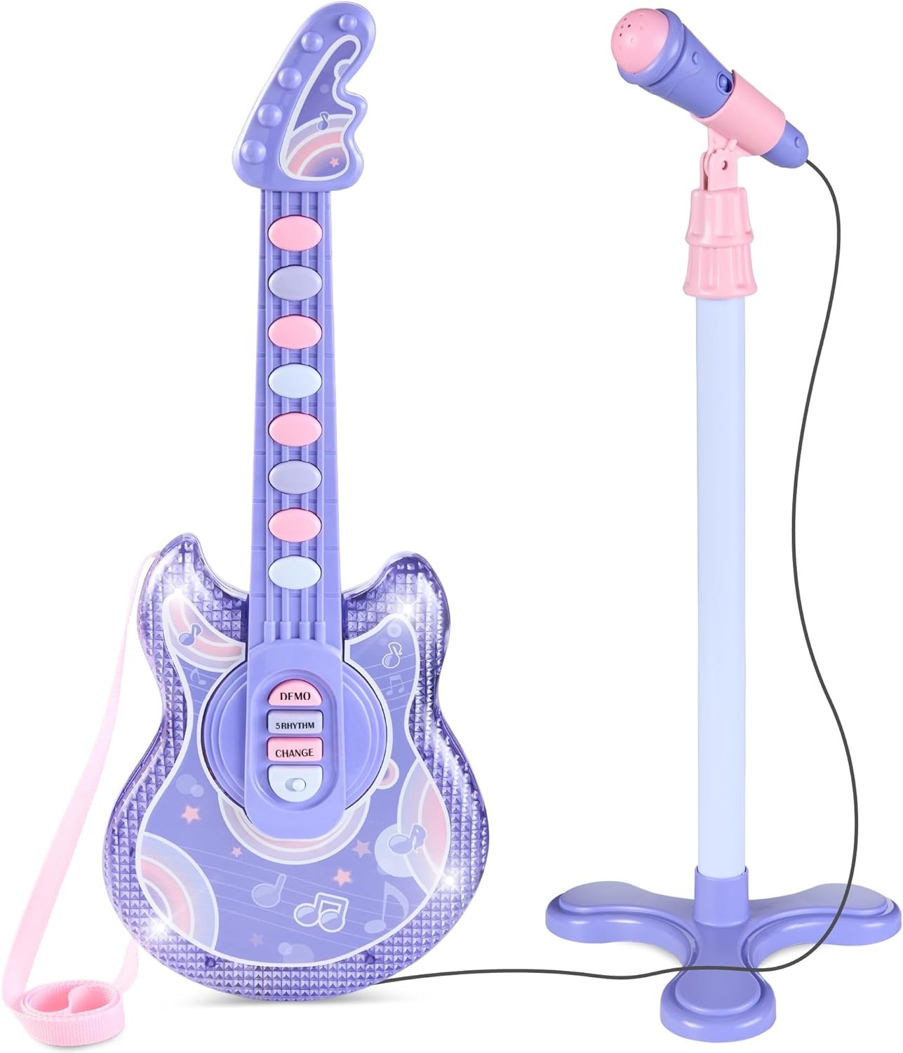 Electric Guitar Microphone Set w/ Stand & LED VARIOUS COLORS