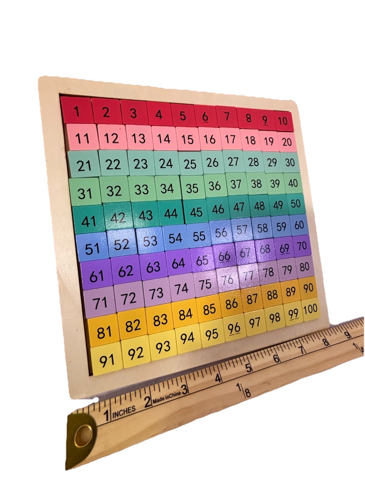 Wooden Montessori Math Counting Hundred Board Toys, 1-100 Zippered Case