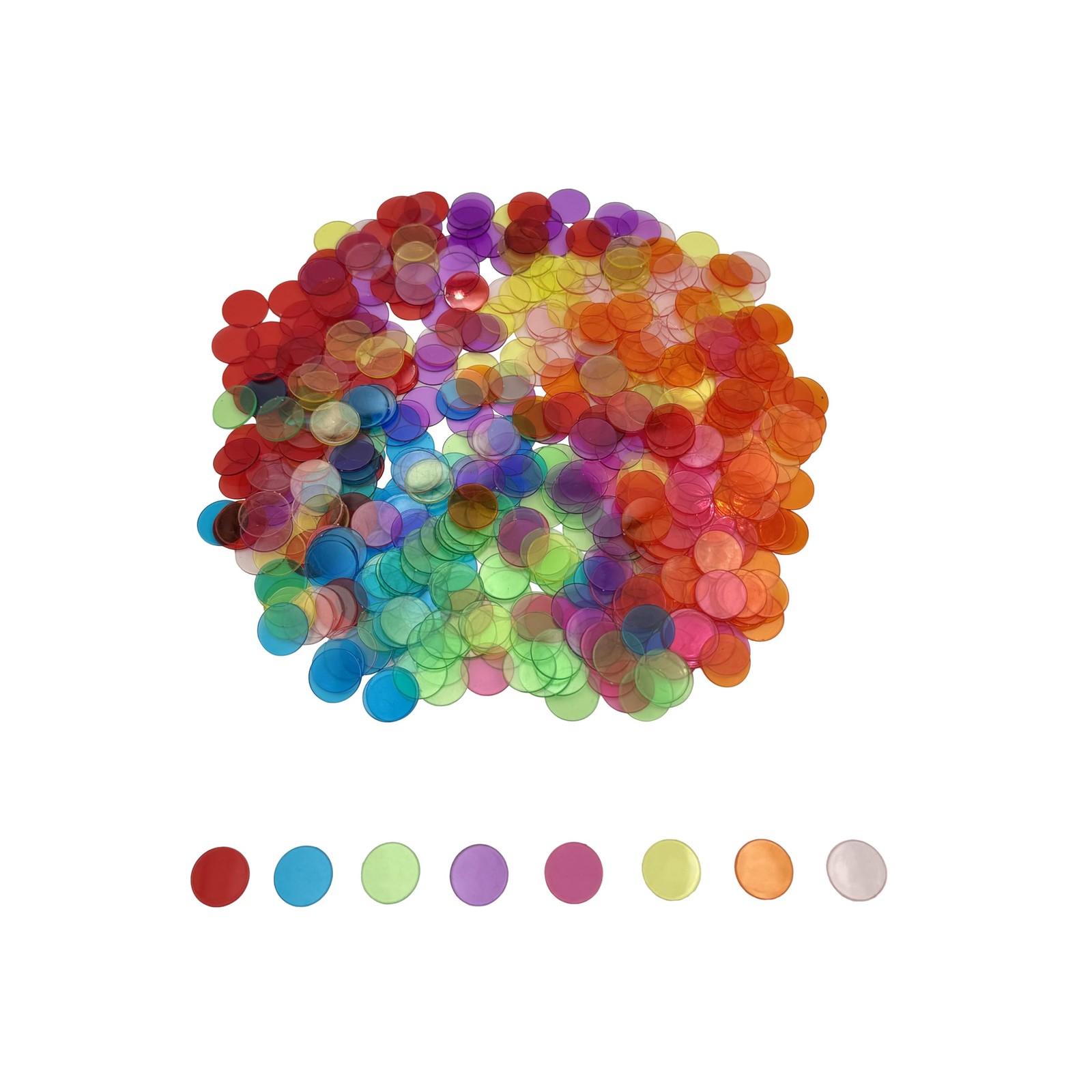 SUTIMSHE 500 Pcs of 3/4 inch Transparent 8 Color Clear Bingo Counting Chips P…