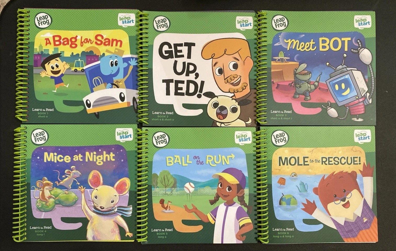 Leapfrog LeapStart Learn to Read Vol 1 Green Books 1-6 Early Reading Ages 4-7