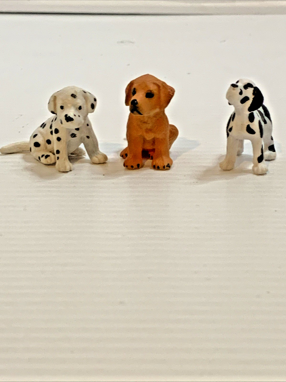 Miniature Puppy Toy Set 3 Plastic Dogs Dalmatians & Golden Retriever
