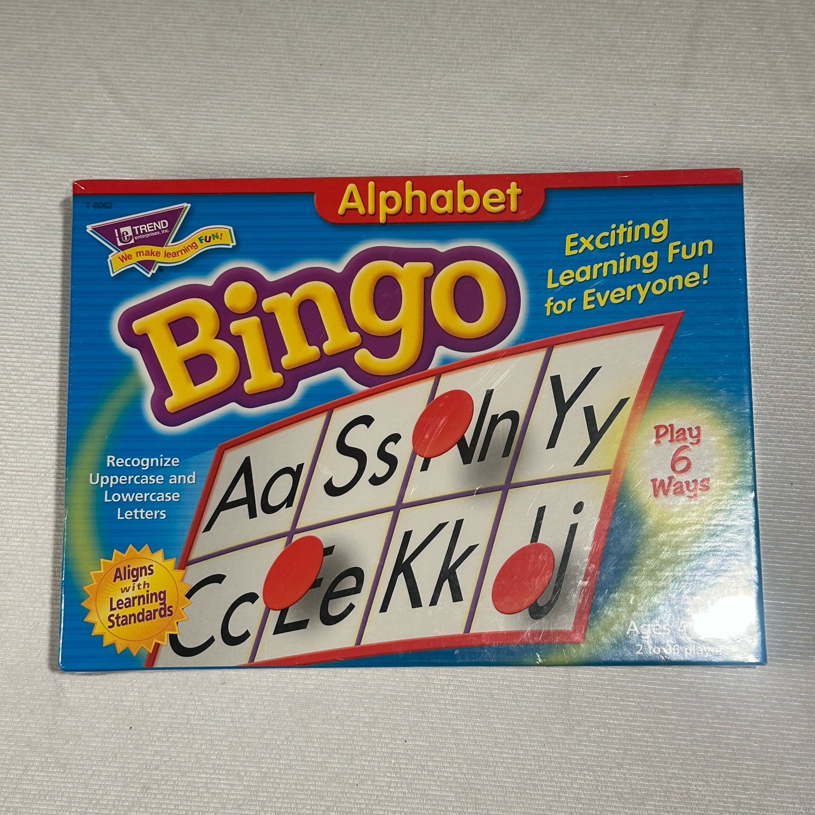 Trend Enterprises Alphabet Bingo 3-36 Players Ages 4+ New In Box 6 Ways To Play
