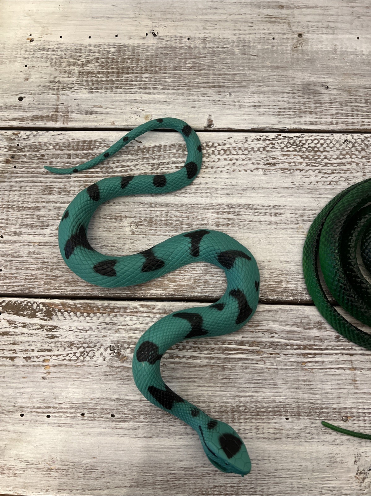 Lot of 4 Realistic, Rubber, Toy, Snakes. Colorful, Fake Reptiles For Play / Fun!
