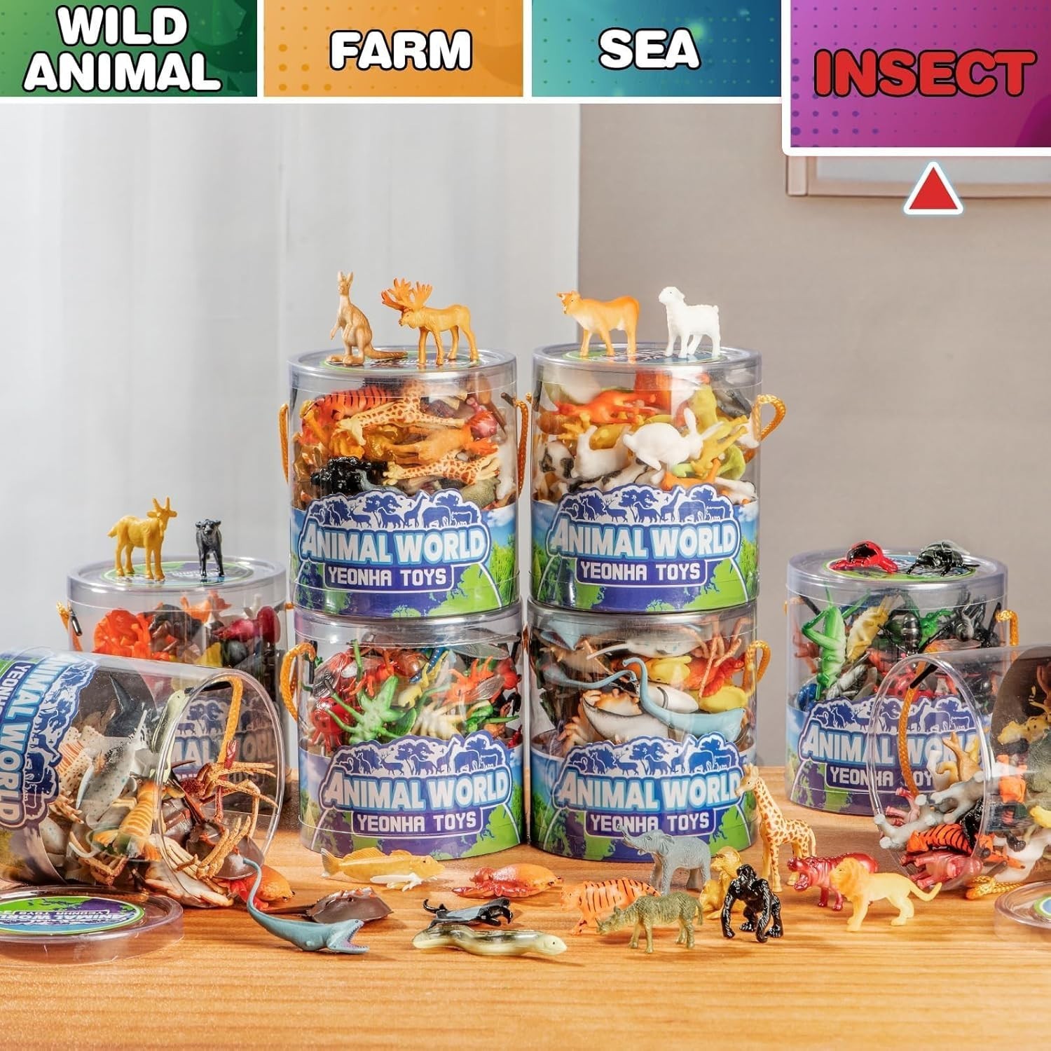60 Piece Mini Insect Toys with Gift Box, Plastic Bug Figure for Kids, Fake Bug