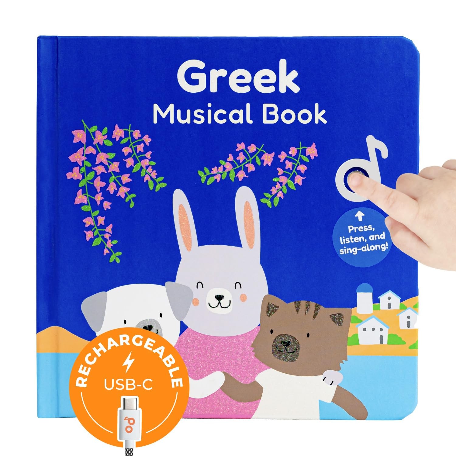 Cali’s Books Greek Nursery Rhymes – 8x8x0.75 inches, White With Pink Accents