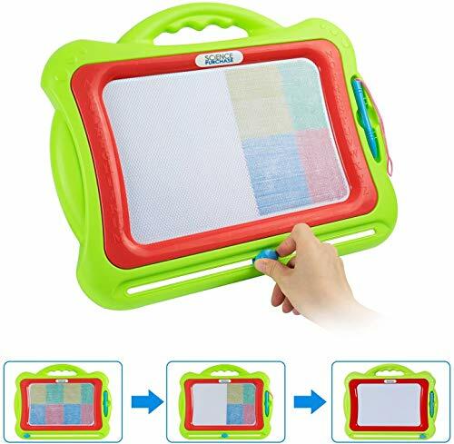 Green Magnetic Drawing Doodle Board, Tethered Pen Writes in Color, Quick Erase