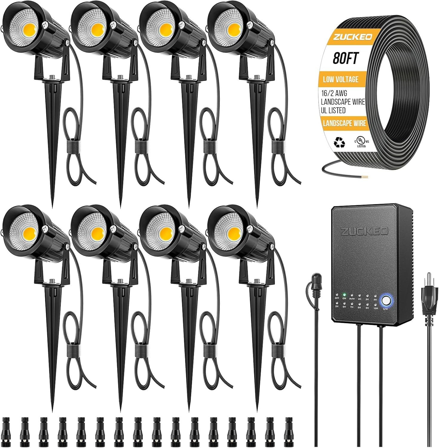 5W LED Low Voltage Landscape Lights with Transformer and 80FT Wire 8 Pack