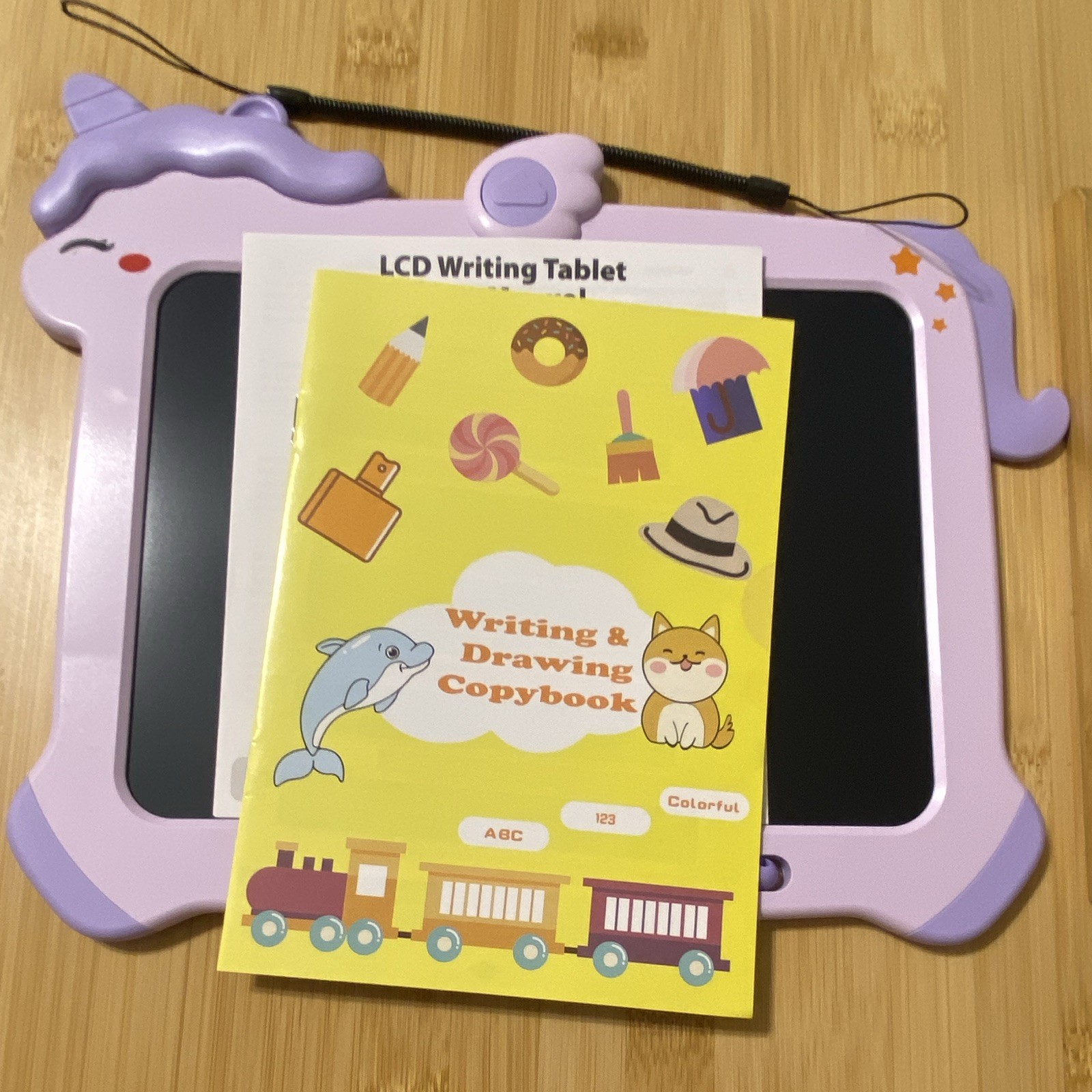 Unicorn LCD Writing Tablet 8.5in Purple Kids Drawing Board w/ Stylus LCD23