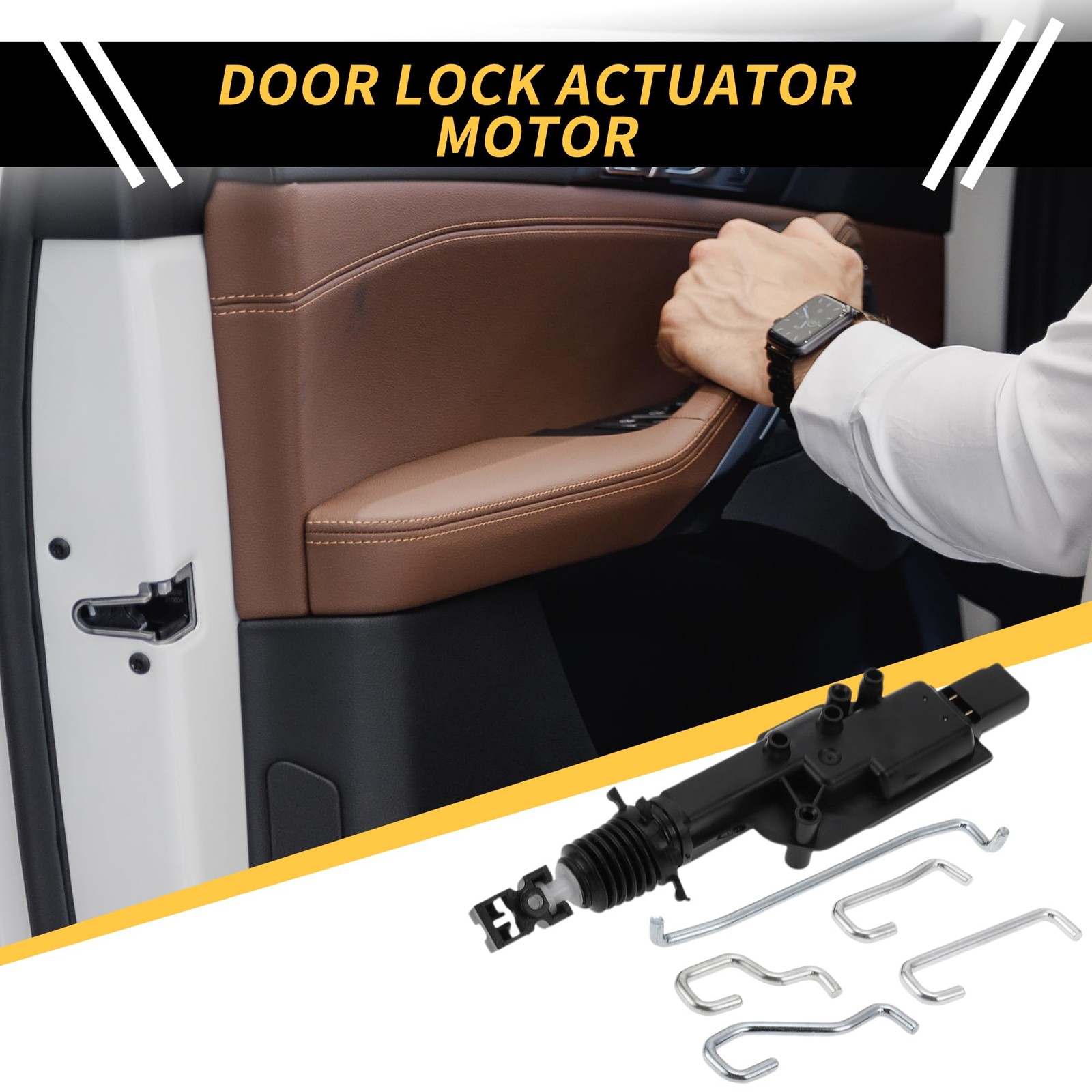 REPAIROCK Power Door Lock Actuator Motor for Ford F-150 22×6.5×3.7cm, Black