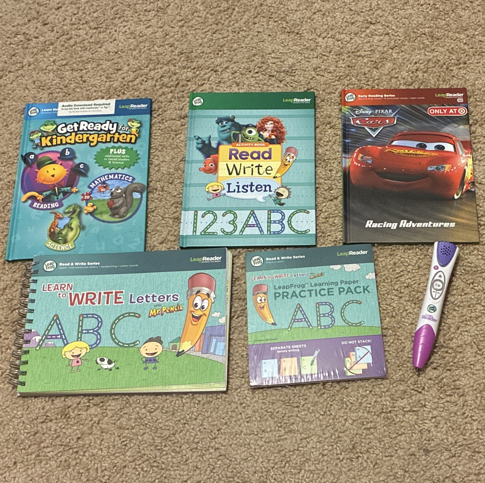 LeapFrog LeapReader Pen Reading/Phonics Books & Activity Pack Cars Ages 4-7