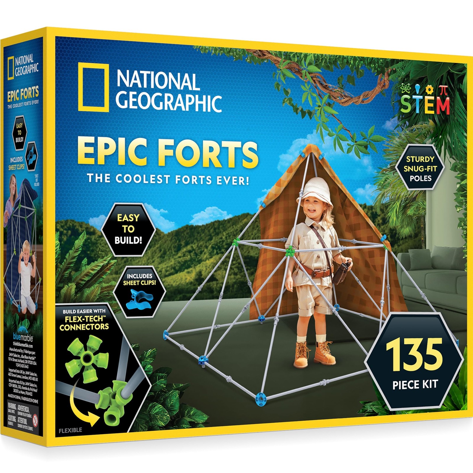 NATIONAL GEOGRAPHIC Kids Fort Building Kit – 135-Piece Indoor Fort Builder, C…
