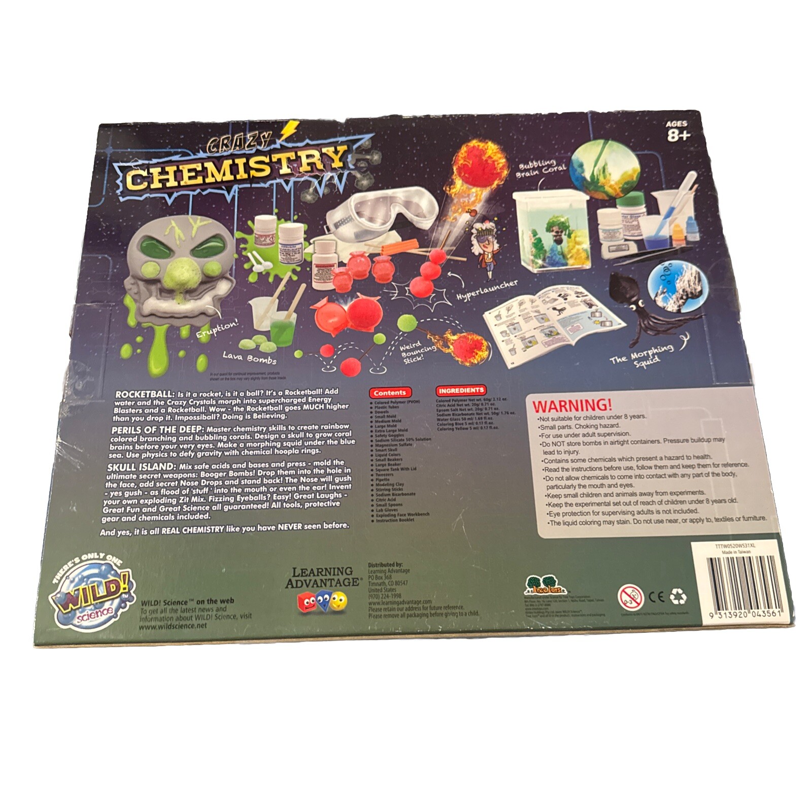 Wild Science Crazy Chemistry For 8 And Up! 36 Tools And Ingredients