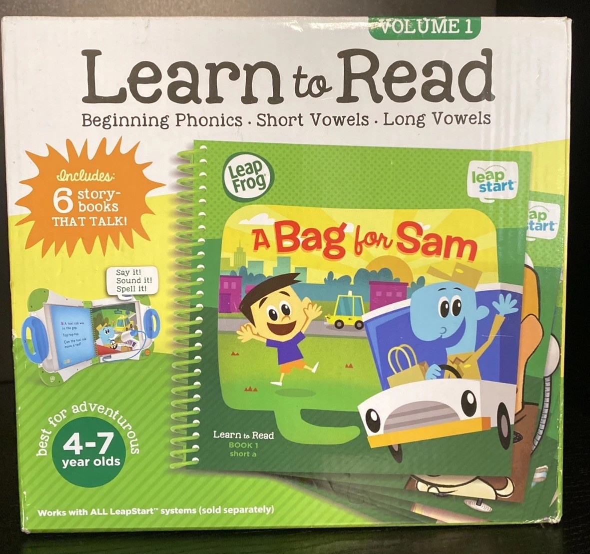 Leapfrog LeapStart Learn to Read Vol 1 Green Books 1-6 Early Reading Ages 4-7