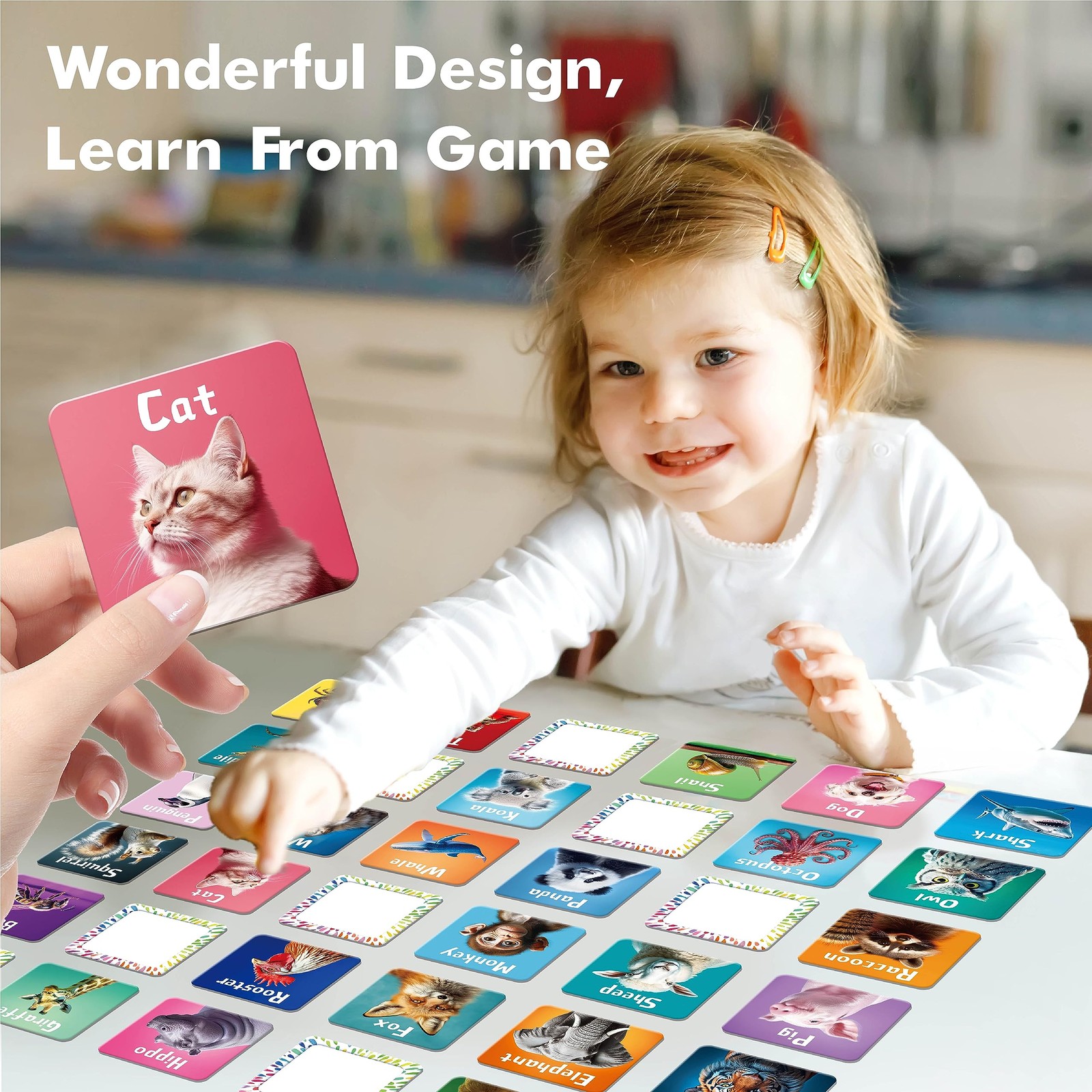 Memory Matching Game Real Animal 72 PCS 36 Pairs for 4 5 6 Years Old Toddlers