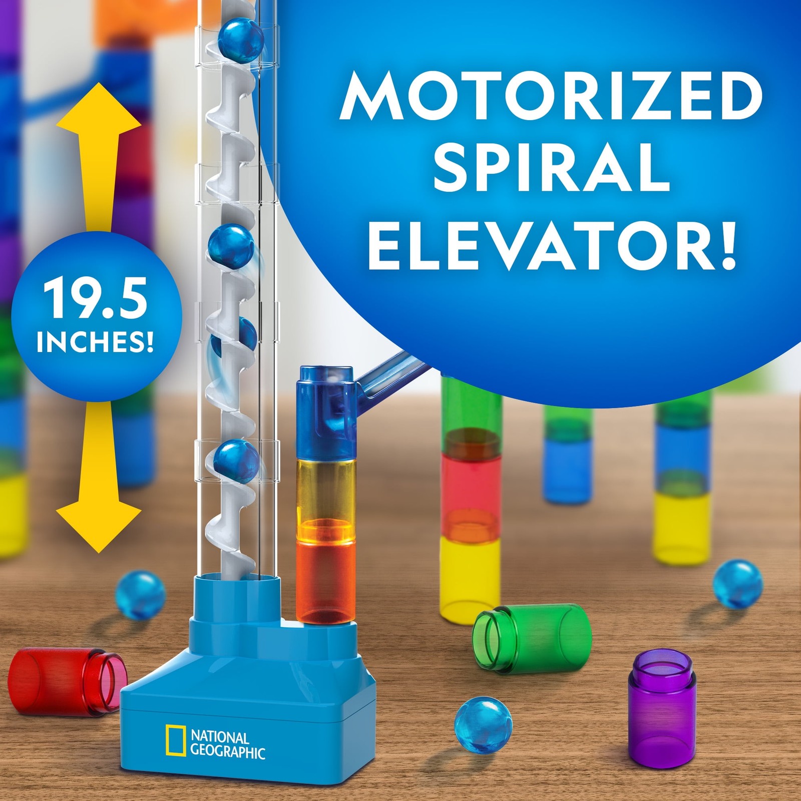 National Geographic 75-Piece Motorized Marble Run Kit for Child 8 Years and up