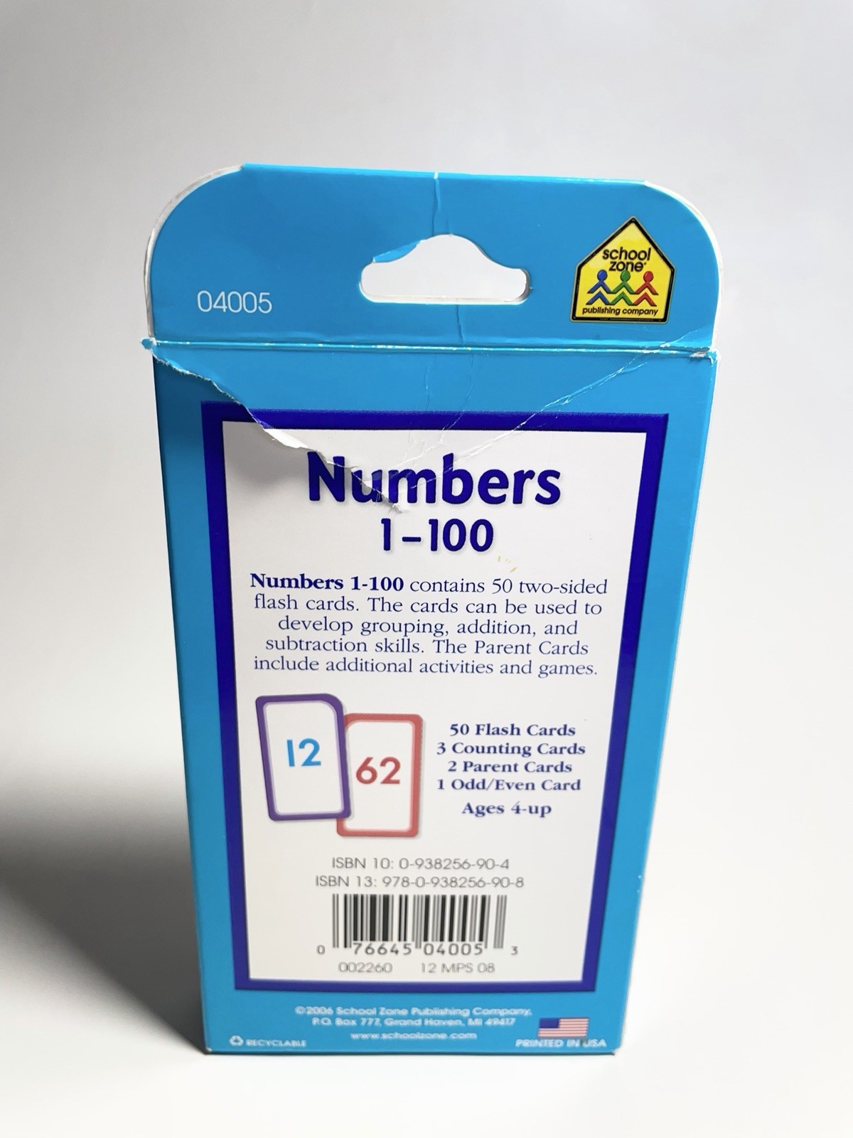 School Zone Numbers 1-100 50 Flash Cards Ages 4-Up