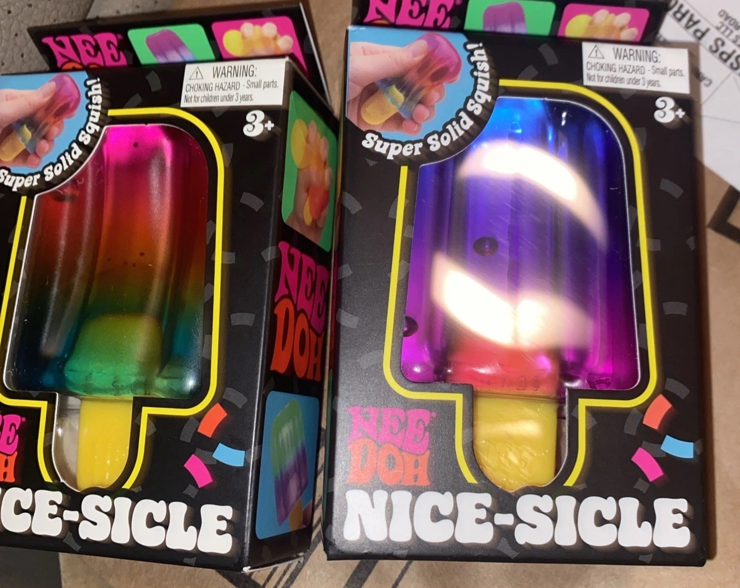2 Pack Schilling Needoh Nice-Sicle Popsicle Viral Squishy Sensory Toy Purple Red
