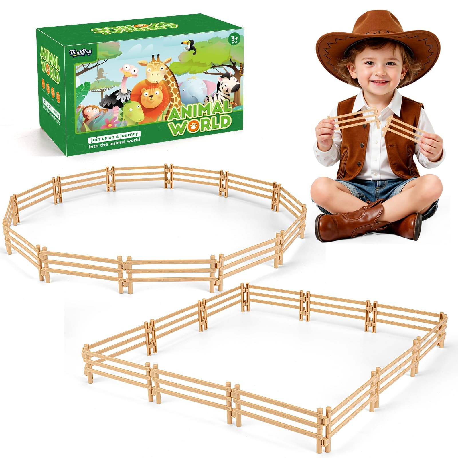 24PCS Farm Animal Toys Corral Fence for Kids Age 3-5 5-7 4-8 Years Olds Boys …
