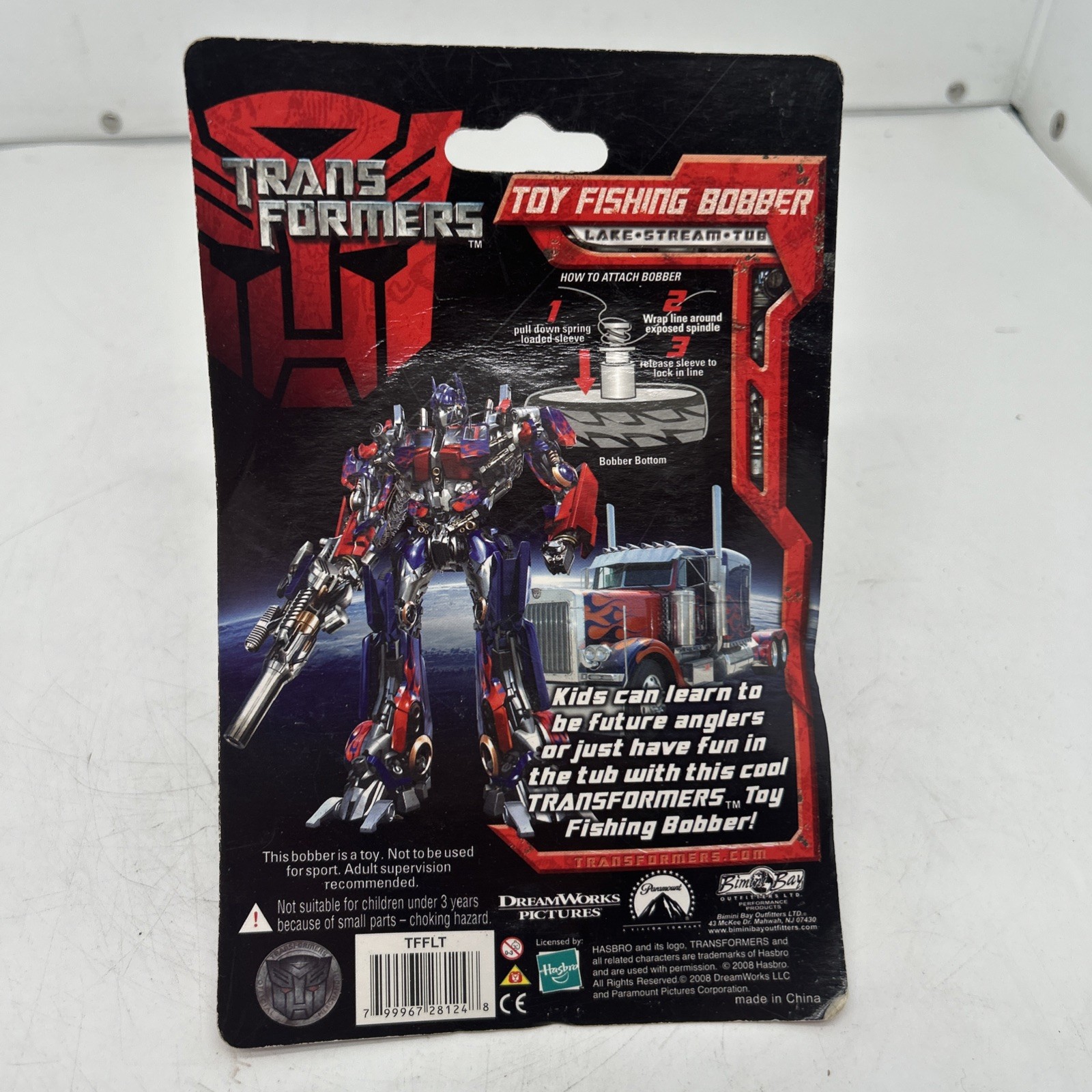 Optimus Prime Toy Fishing Bobber Transformers Lake Stream Tub Fun Blue NIP J65