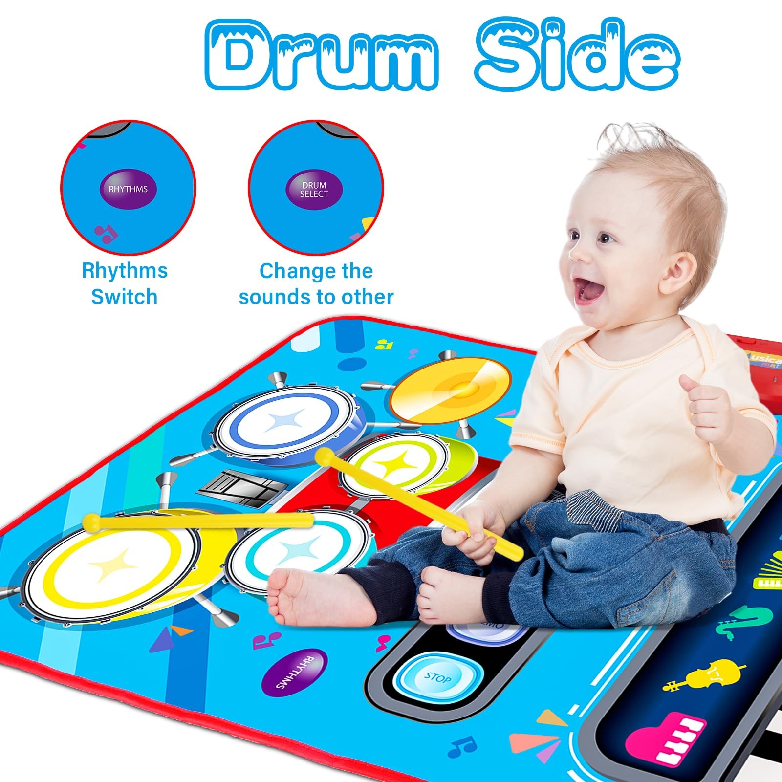 Baby Toys for 1 Year Old: Musical Mat Medium, Blue, Red, Yellow, Purple