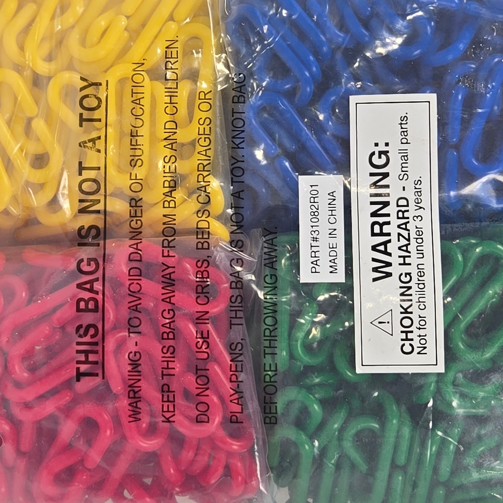 Plastic Linking C-Links Manipulative Set Red Blue Green Yellow Part 31082R01 NEW