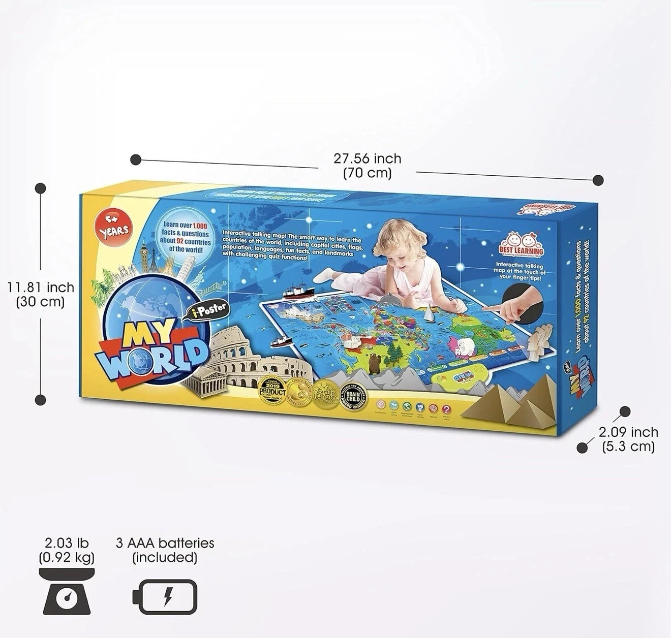 BEST LEARNING i-Poster My World – Interactive Talking World Map Kids Ages 5-12