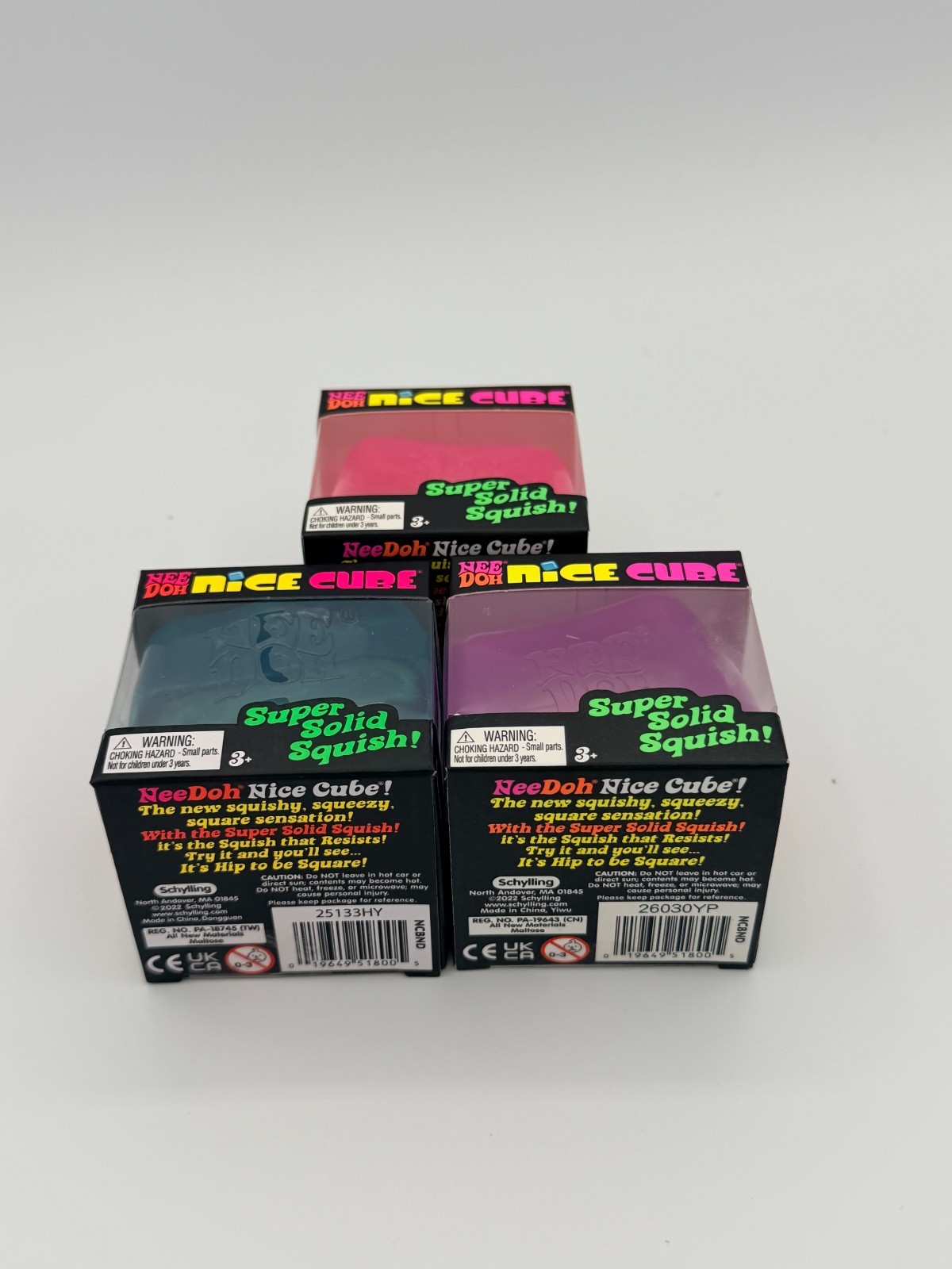 Schylling NeeDoh Nice Cube 3-Pack Bundle –Pink/Purple/Blue– Authentic *BRAND NEW