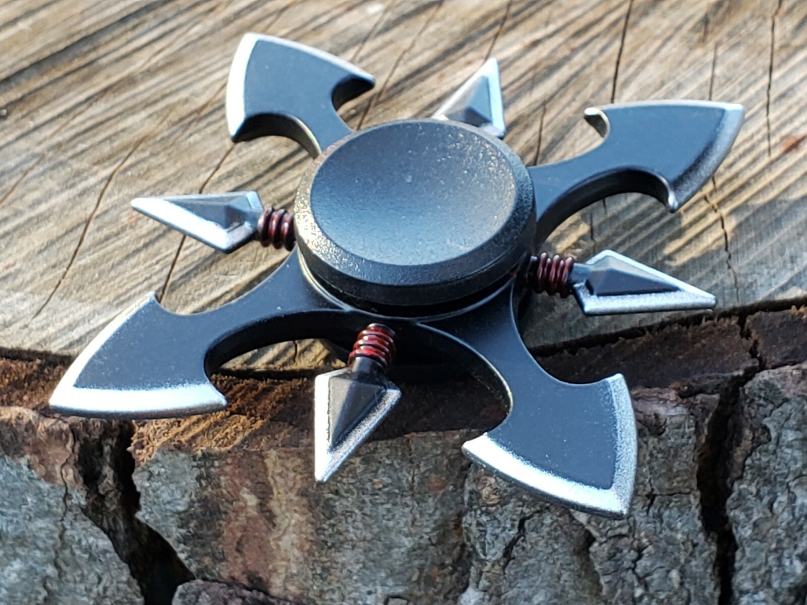 Black Silver Fidget Spinner Toy Boys Girls Adults Kids ADHD Focus Stress Metal