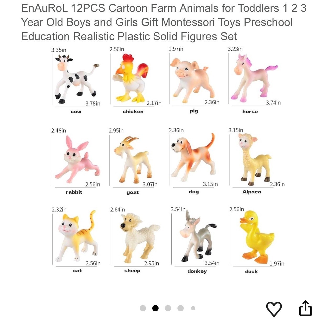 EnAuRoL Farm Animal Figures Kids Unisex OS 10pc Set Cartoon Plastic Montessori