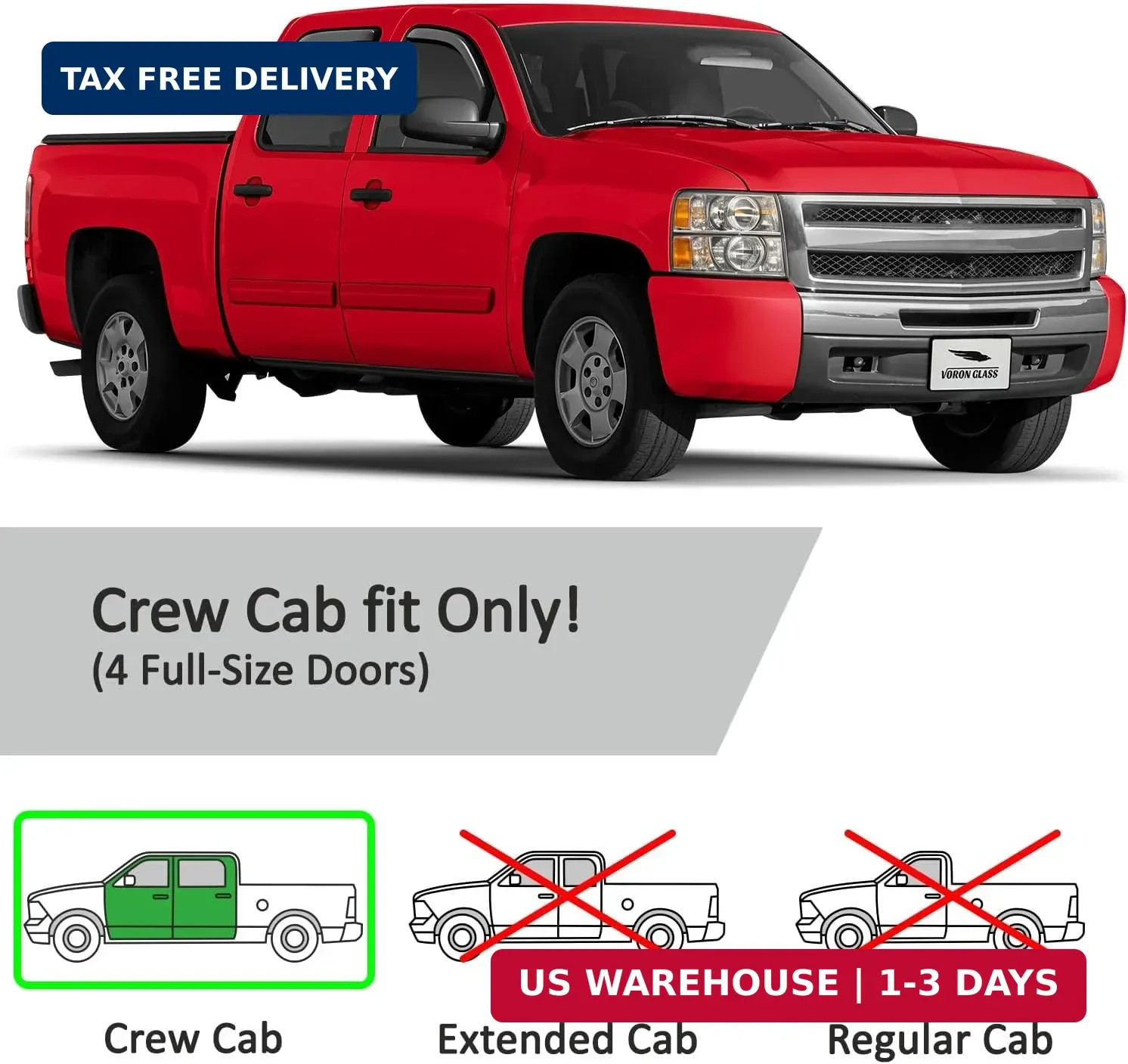 Voron Glass in-Channel Extra Durable Rain Guards for Trucks Chevrolet (Chevy) Si