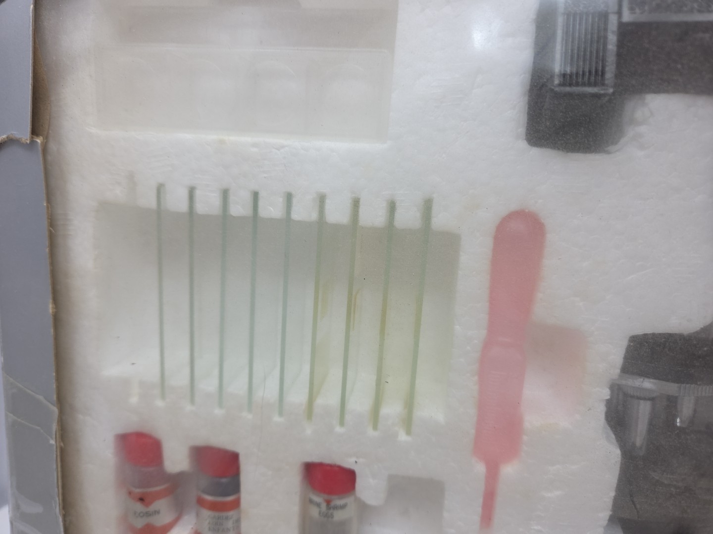 Vintage Tasco 46 Piece Science Kit 5-Way Microscope Kit 50X-1200X 30 slides 1985