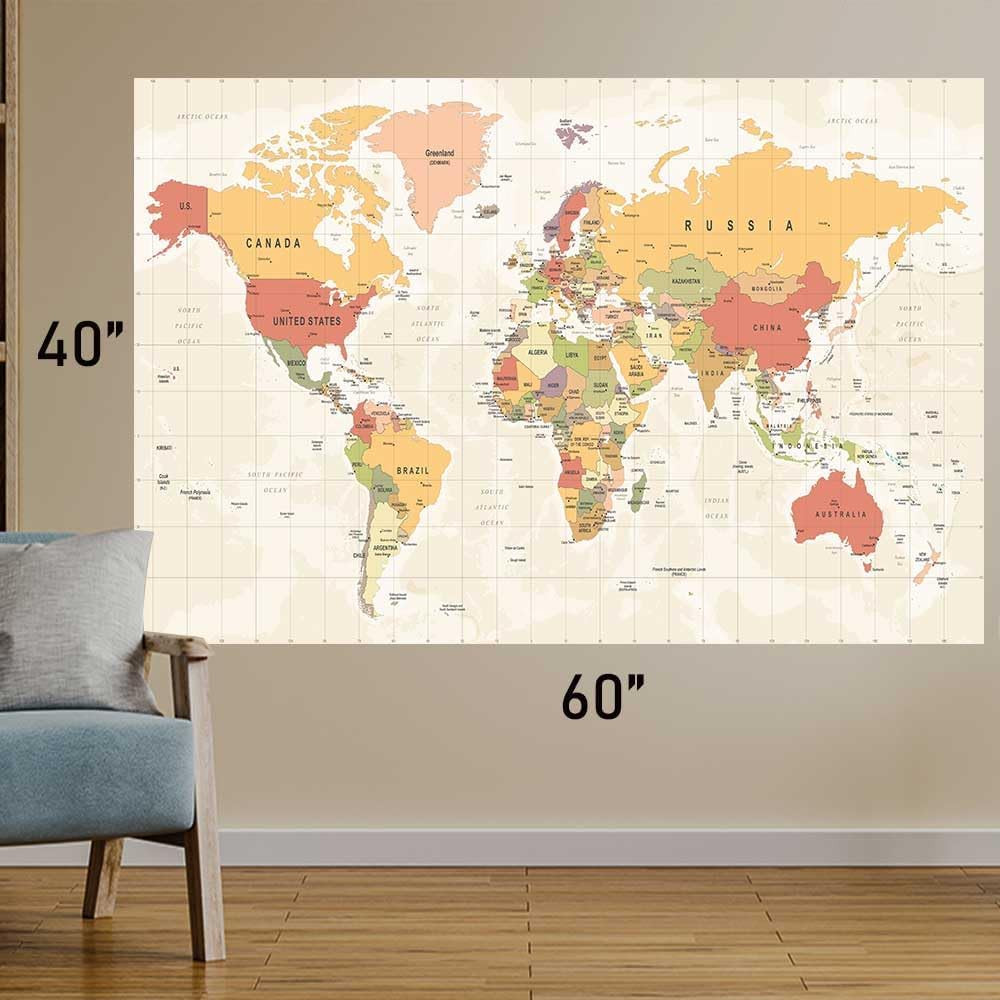 World Map Tapestry for Kids Student, Map of The World with Countries and Majo…