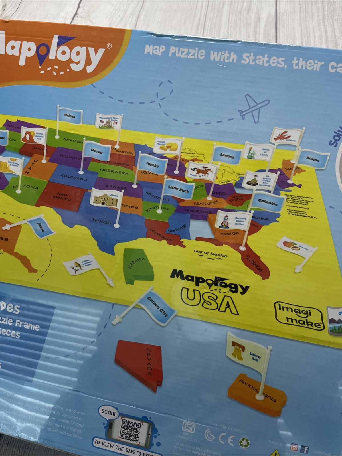 Mapology USA States with Their Capitals, Foam Jigsaw Puzzle & Flags Sealed New!