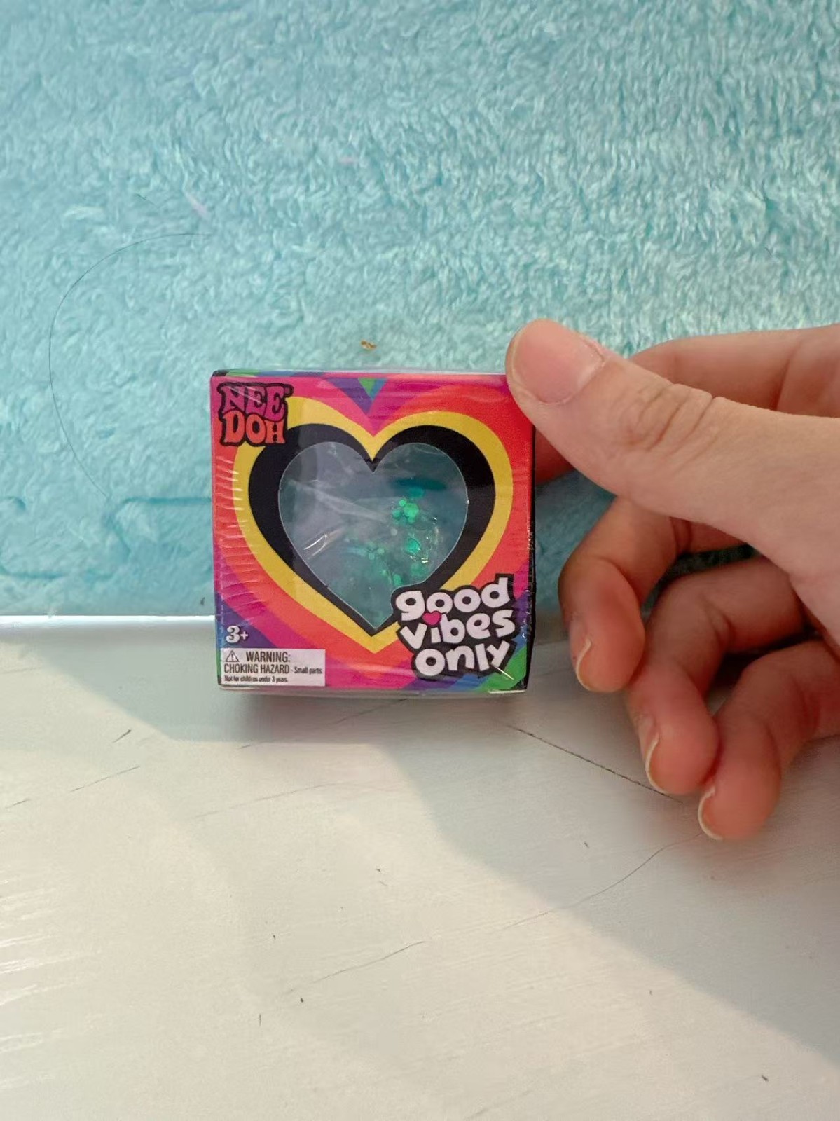 Off Brand NeeDoh Good Vibes Only 2 Inch Blue Squishy Squeeze Toy Ages 4 & Up
