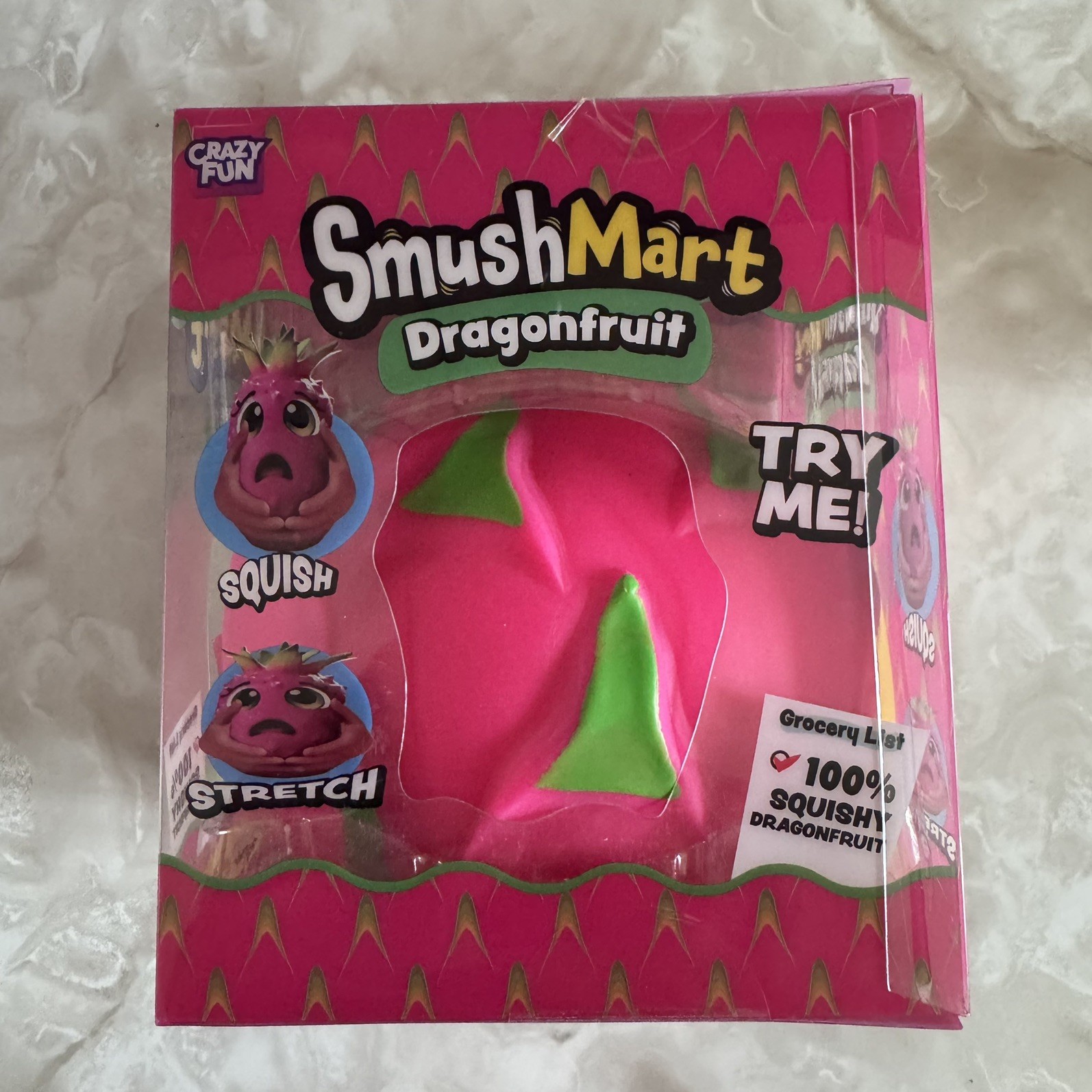SmushMart Dragonfruit Tactile Squishy Squeeze Toy Pink/Green US103-1046