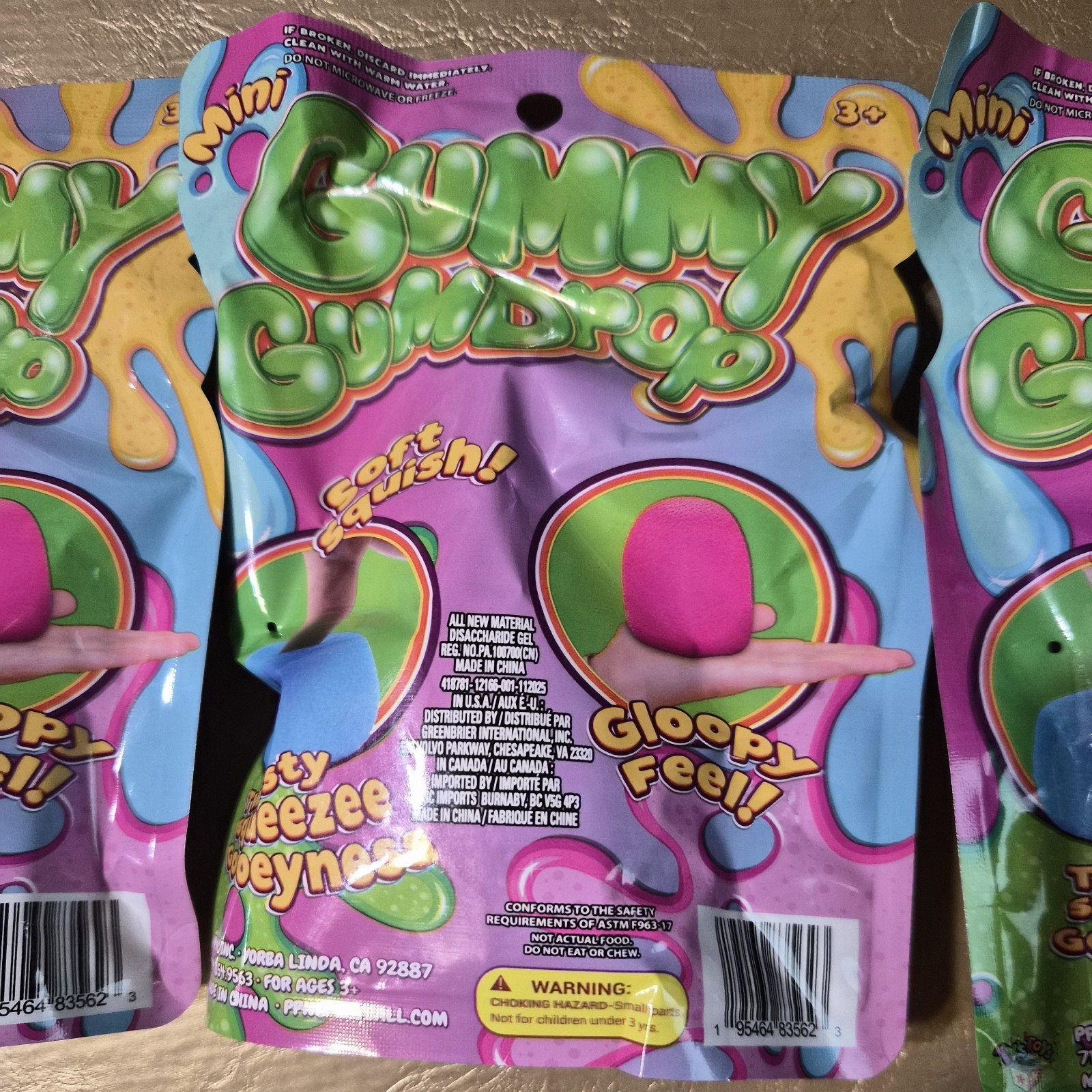 GUMMY GUMDROPS SOFT SQUISH TOYS LOT OF 4 FULLSIZE 2.5 INCHES EACH PPNC NEW